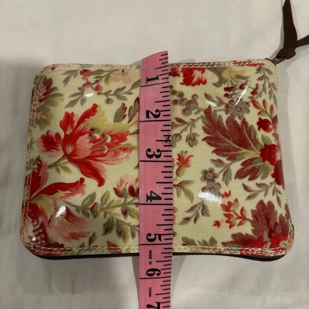 ANNA GRIFFIN Floral Tote Cream/Red/Pink/Taupe Sz OS Compactable Zippered Pouch